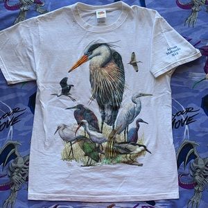 Vintage 00s Crane/Birds Graphic Tee